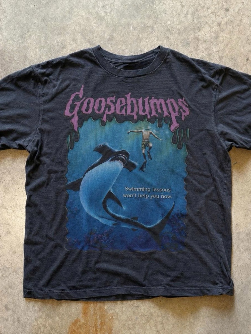 Goosebumps Graphic Tee - Black with Blue & Purple Print